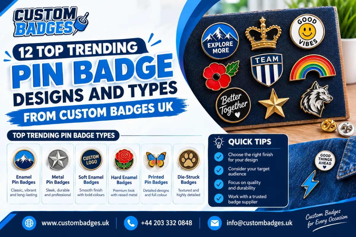 12 Top Trending Pin Badge Designs and Types from Custom Badges UK